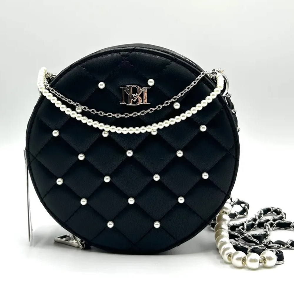 Badgley Mischka Black Crossbody Bag with Polka Dot Embellishments